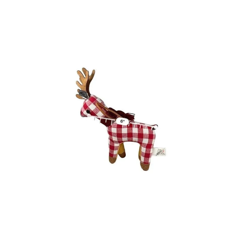 Target Wondershop Plaid Reindeer Deer Christmas Ornament‎ Scarf Red White 2018